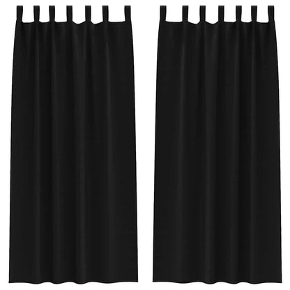 Tende Blackout con Anelli 2 pcs Nero 225 x 140 cm Poliestere | homemem39