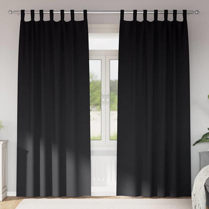 Tende Blackout con Anelli 2 pcs Nero 245 x 140 cm Poliestere | homemem39