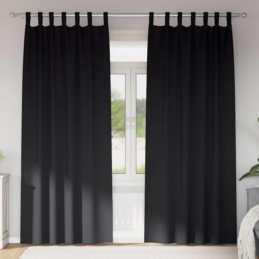 Tende Blackout con Anelli 2 pcs Nero 260 x 140 cm Poliestere | homemem39