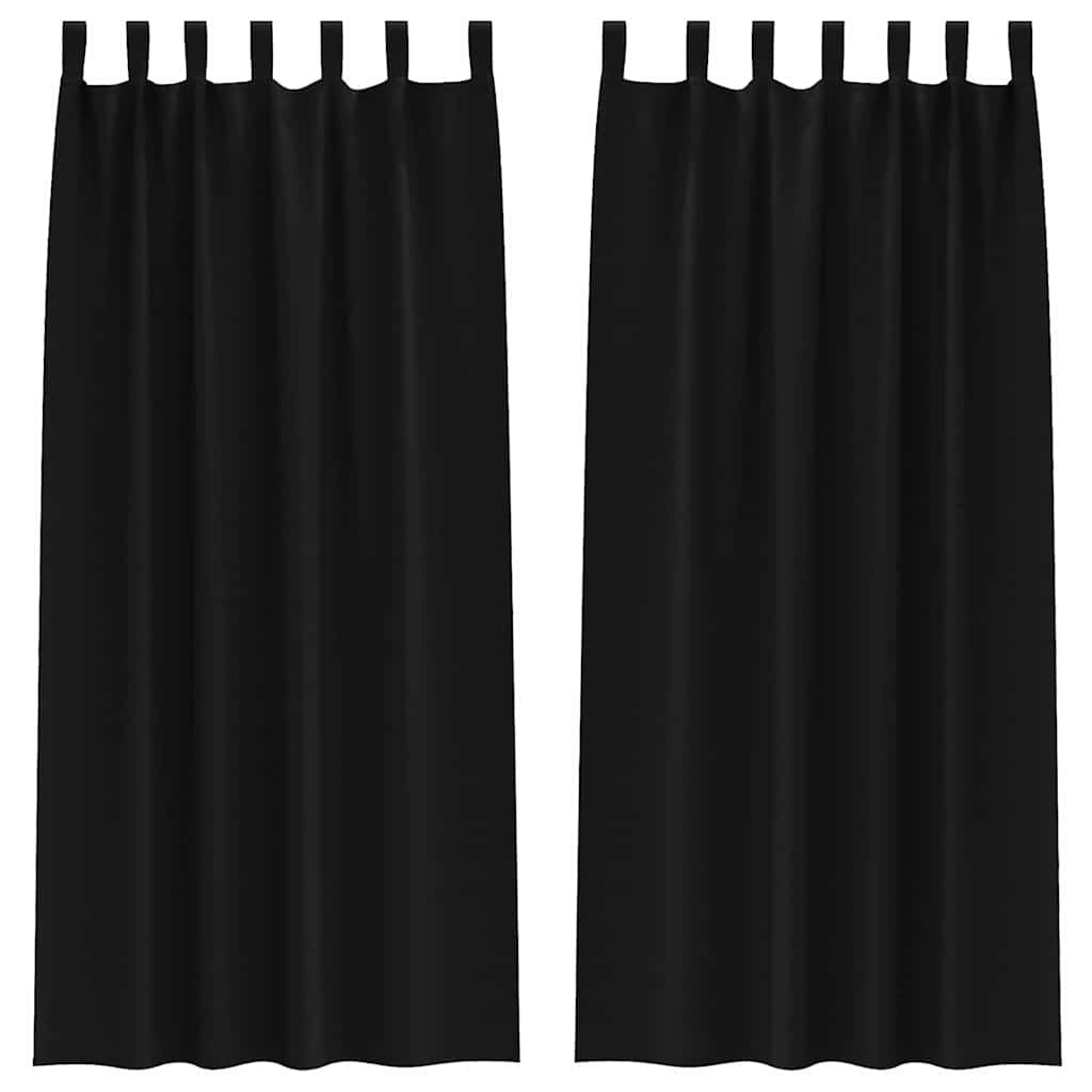 Tende Blackout con Anelli 2 pcs Nero 260 x 140 cm Poliestere | homemem39
