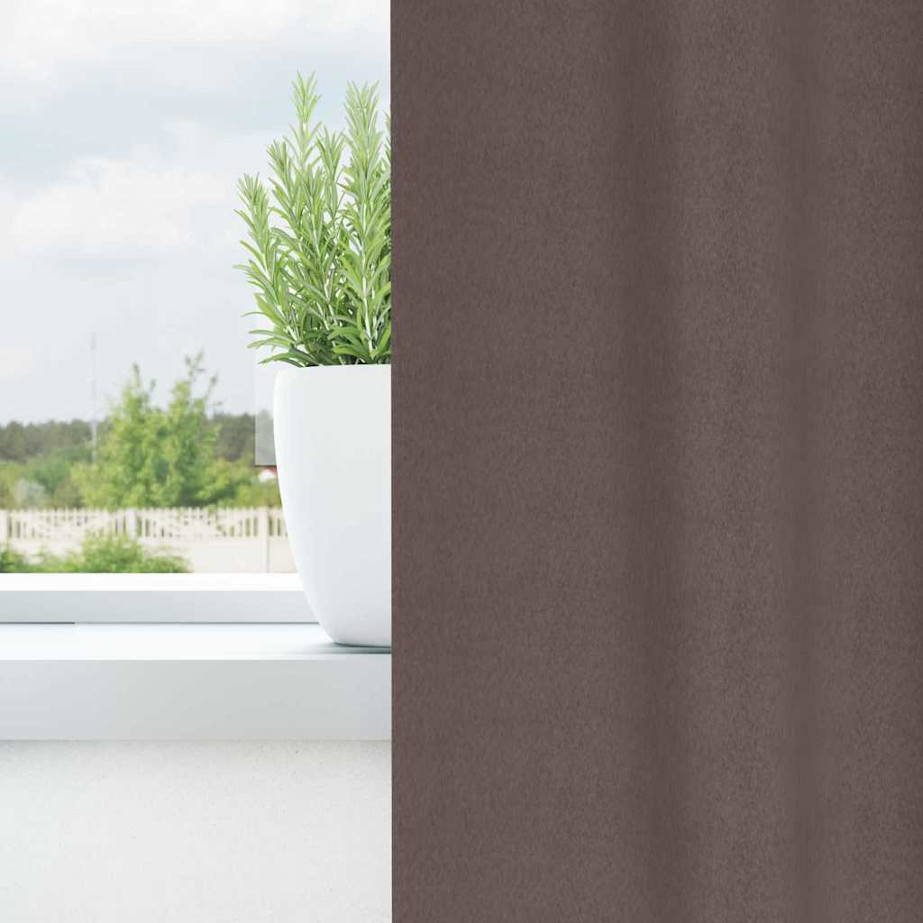Tende Blackout con Anelli 2 pcs Marrone Scuro 140 x 140 cm | homemem39