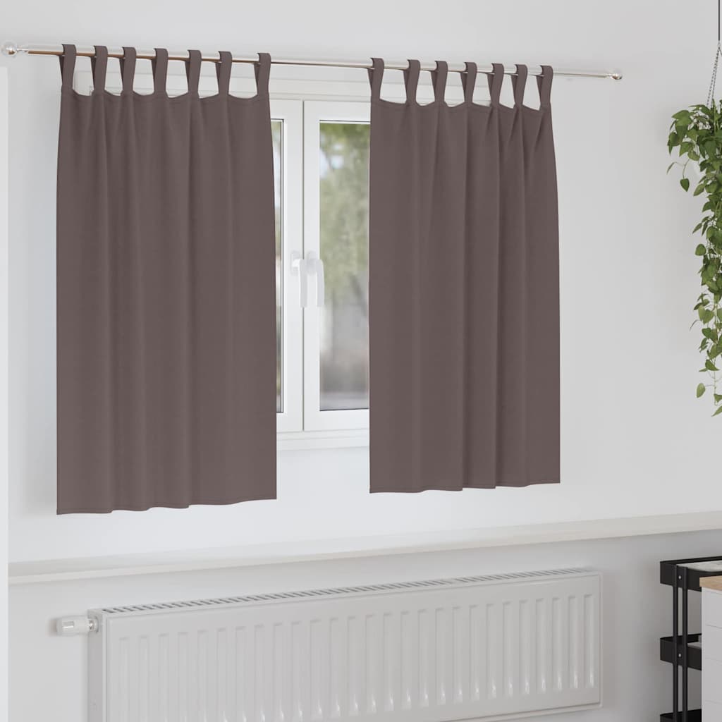 Tende Blackout con Anelli 2 pcs Marrone Scuro 140 x 140 cm | homemem39