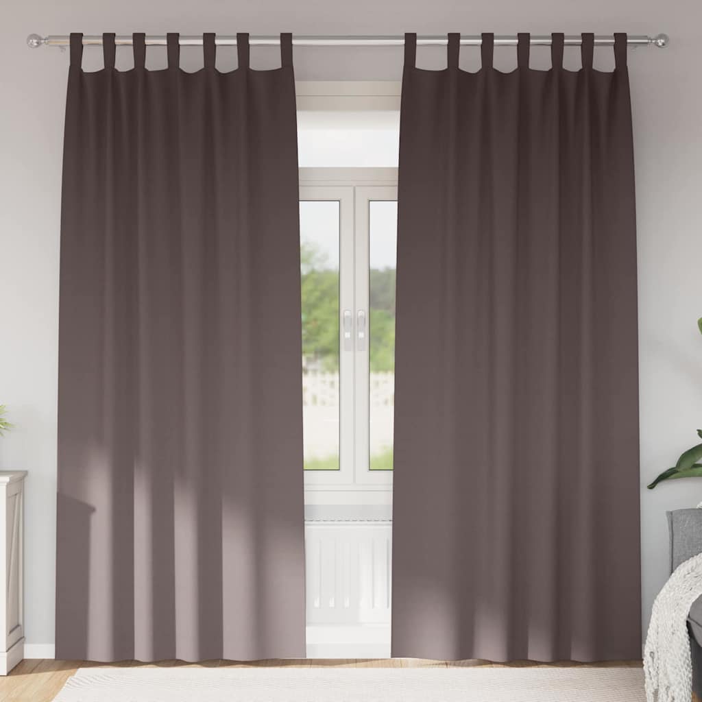 Tende Blackout con Anelli 2 pcs Marrone Scuro 225 x 140 cm