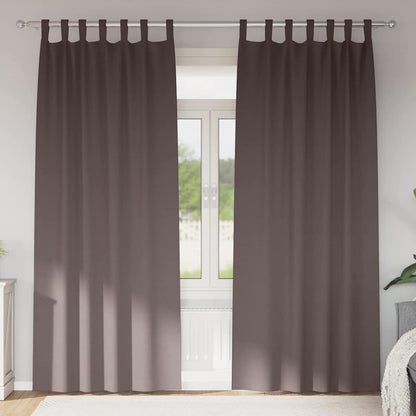 Tende Blackout con Anelli 2 pcs Marrone Scuro 225 x 140 cm
