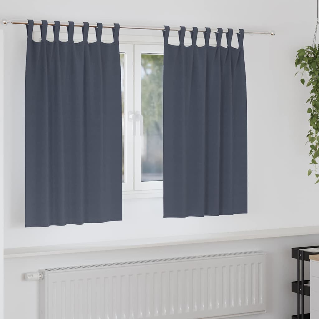 Tende Blackout con Anelli 2 pcs Antracite 140 x 140 cm | homemem39