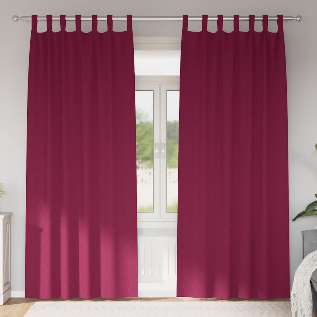 Tende Blackout con Anelli 2 pcs Rosso Vino 260 x 140 cm | homemem39