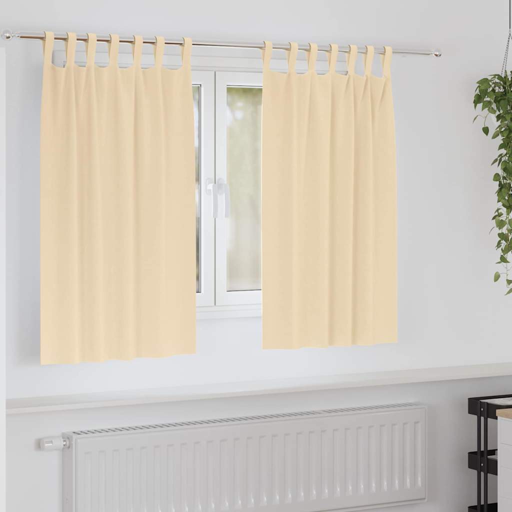 Tende Blackout con Anelli 2 pcs Crema 140 x 140 cm Poliestere | homemem39