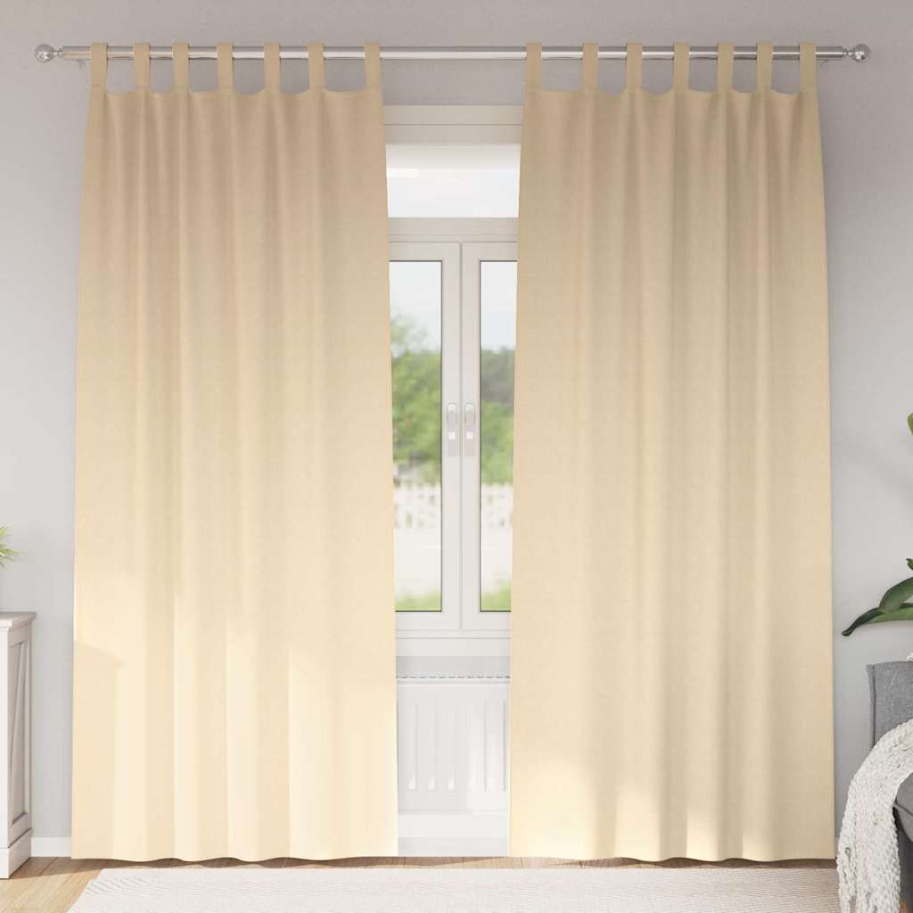 Tende Blackout con Anelli 2 pcs Crema 260 x 140 cm Poliestere | homemem39