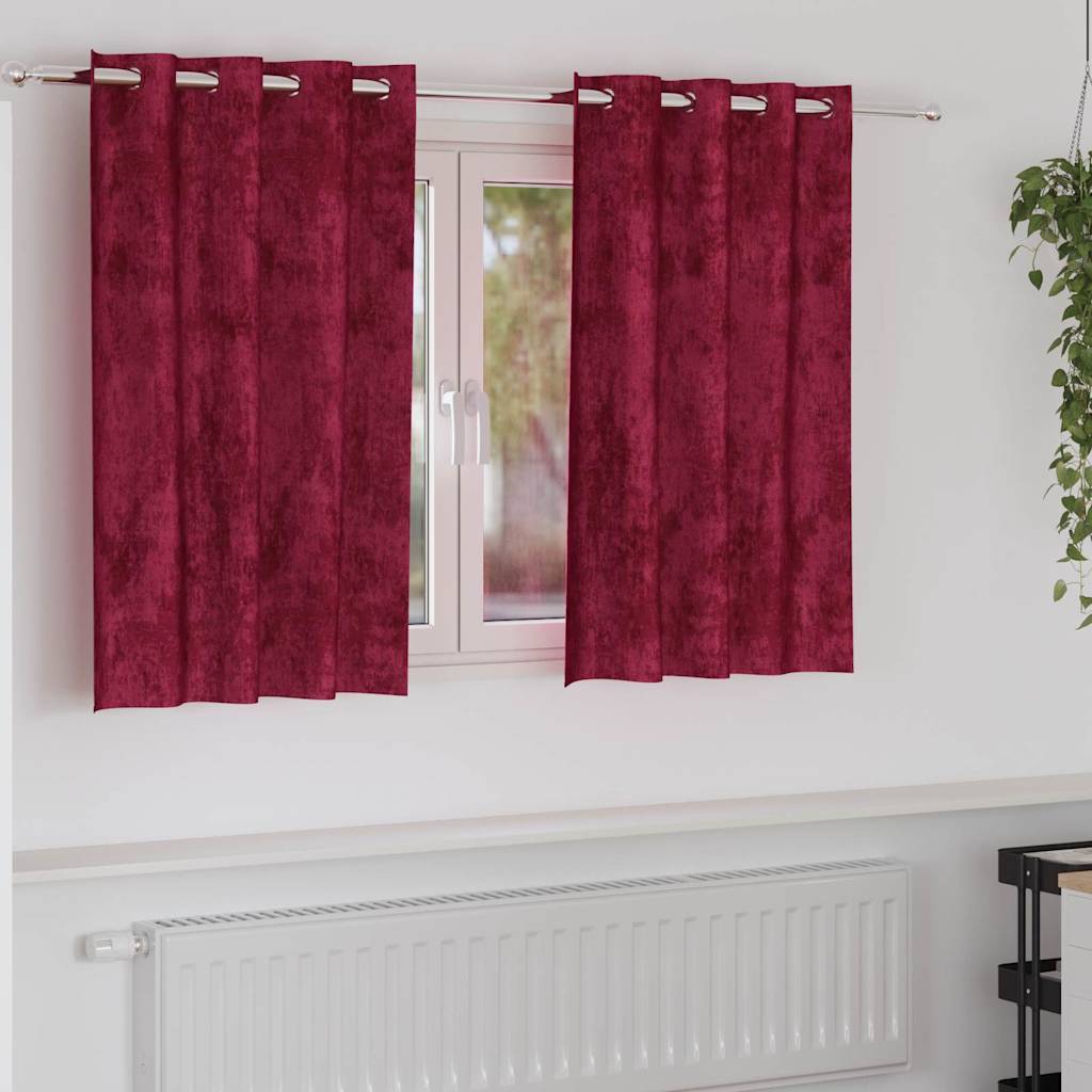 Tende in Velluto 2 pcs Rosso Vino 140 x 140 cm Velluto | homemem39