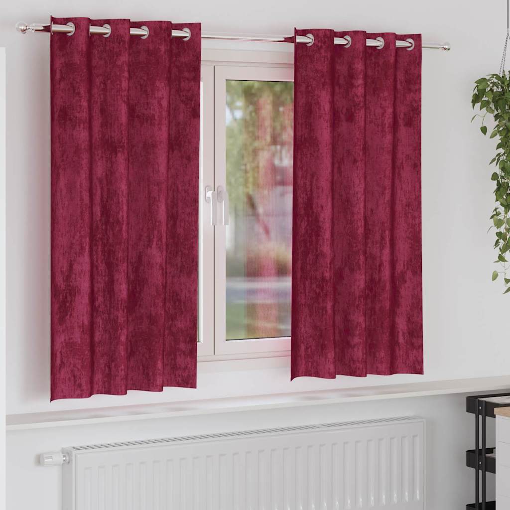 Tende in Velluto 2 pcs Rosso Vino 175 x 140 cm Velluto | homemem39