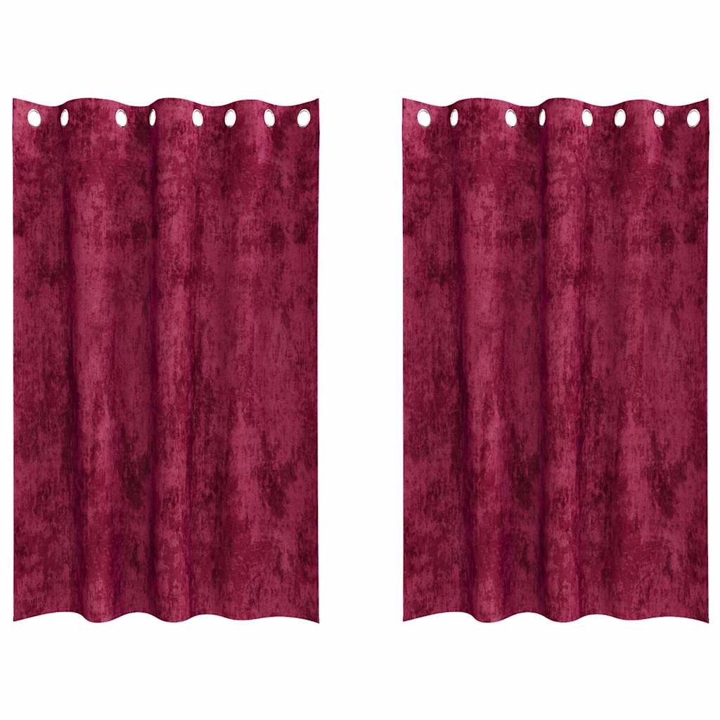 Tende in Velluto 2 pcs Rosso Vino 175 x 140 cm Velluto | homemem39