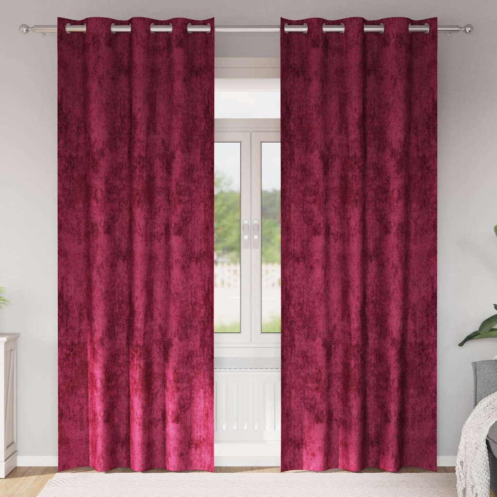 Tende in Velluto 2 pcs Rosso vino 225 x 140 cm Velluto | homemem39