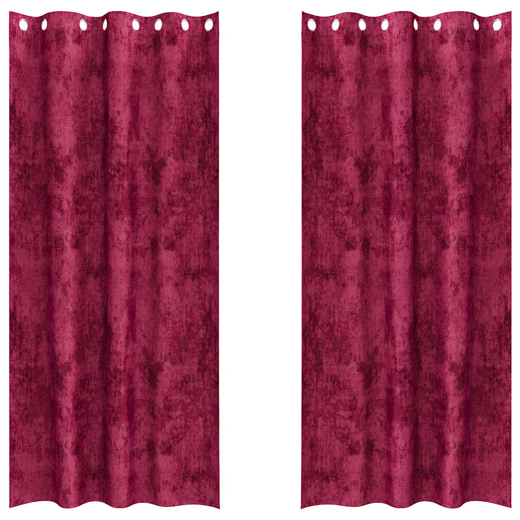 Tende in Velluto 2 pcs Rosso Vino 260 x 140 cm Velluto | homemem39
