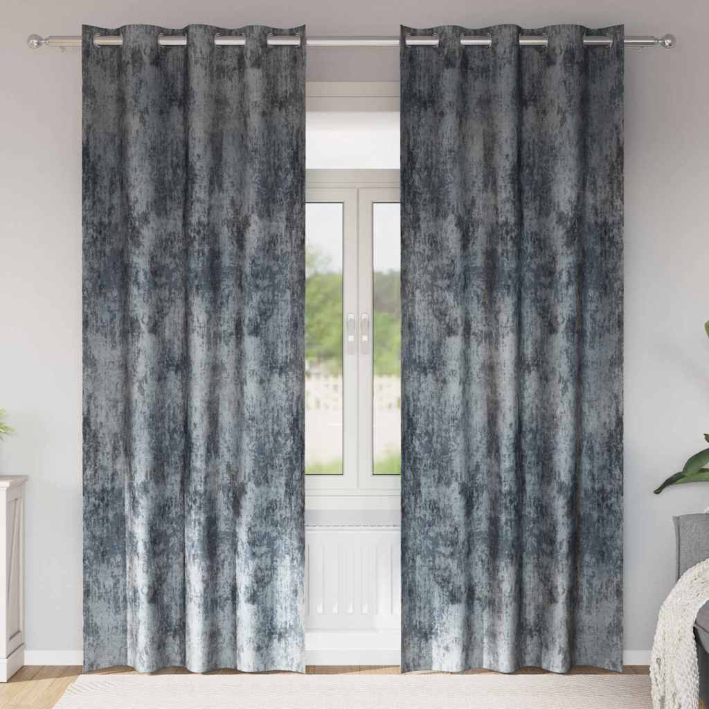 Tende in Velluto 2 pcs Grigio Argento 225 x 140 cm Velluto | homemem39