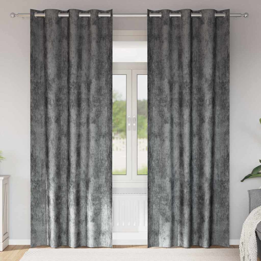 Tende in Velluto con tende 2 pcs Grigio 245 x 140 cm Velluto | homemem39