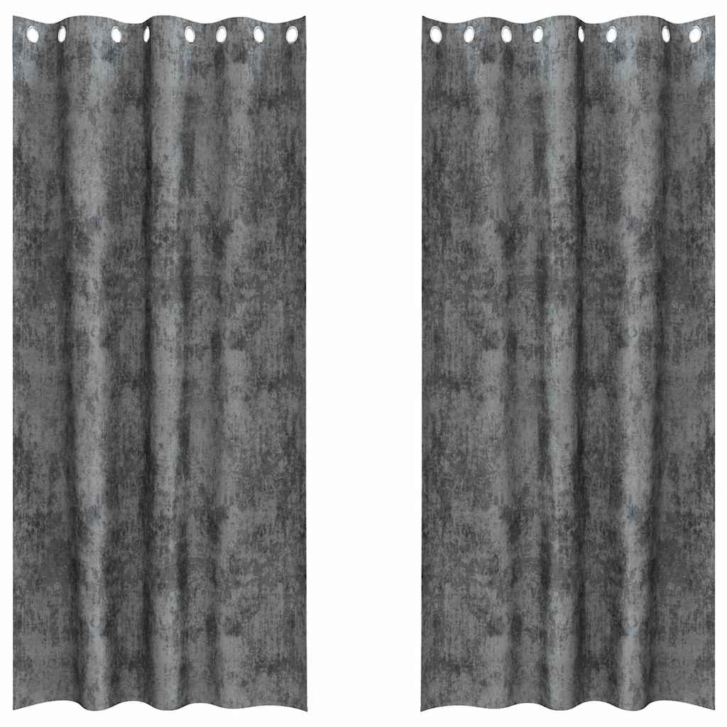 Tende in Velluto con tende 2 pcs Grigio 260 x 140 cm Velluto | homemem39