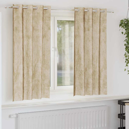 Tende in Velluto con tende 2 pcs Crema 175 x 140 cm Velluto | homemem39