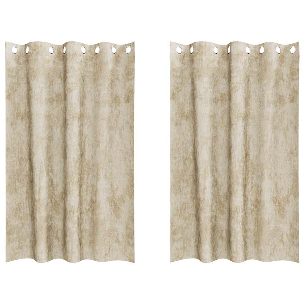 Tende in Velluto con tende 2 pcs Crema 175 x 140 cm Velluto | homemem39