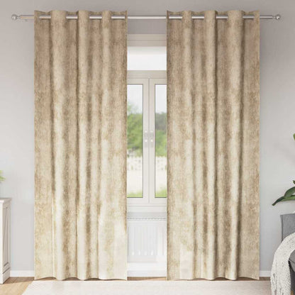Tende in Velluto con tende 2 pcs Crema 225 x 140 cm Velluto | homemem39