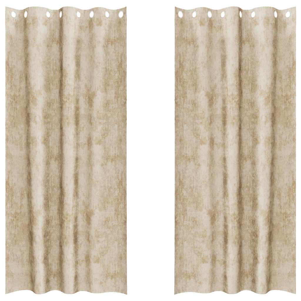 Tende in Velluto con tende 2 pcs Crema 225 x 140 cm Velluto | homemem39