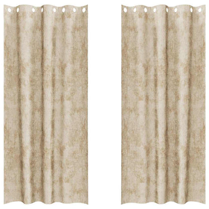 Tende in Velluto con tende 2 pcs Crema 225 x 140 cm Velluto | homemem39