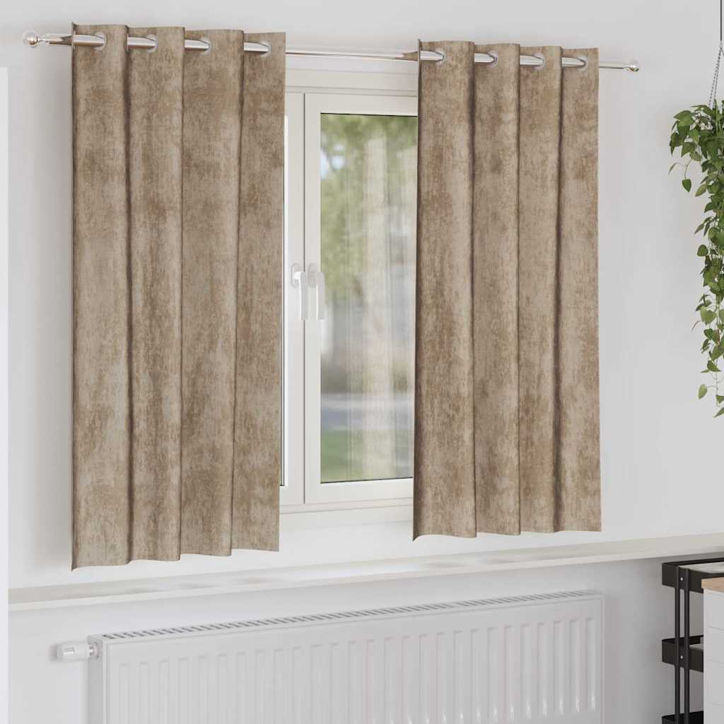 Tende in Velluto con tende 2 pcs Champagne 175 x 140 cm Velluto | homemem39