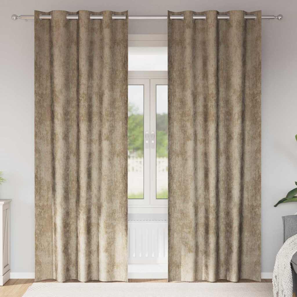 Tende in Velluto con tende 2 pcs Champagne 245 x 140 cm Velluto | homemem39