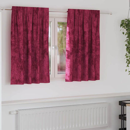 Tende in Velluto 2 pcs Rosso vino 140 x 140 cm Velluto | homemem39