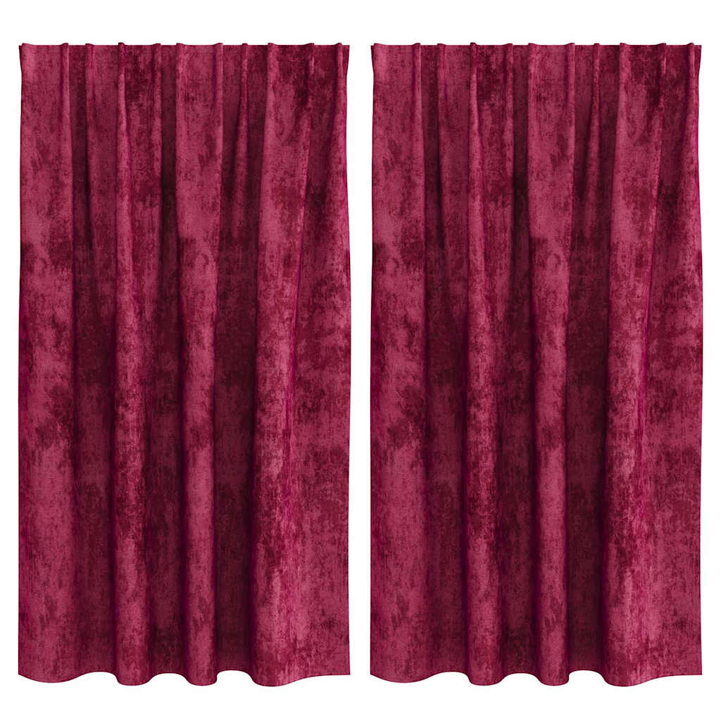 Tende in Velluto 2 pcs Rosso vino 140 x 140 cm Velluto | homemem39