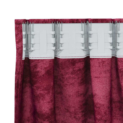 Tende in Velluto 2 pcs Rosso vino 175 x 140 cm Velluto | homemem39