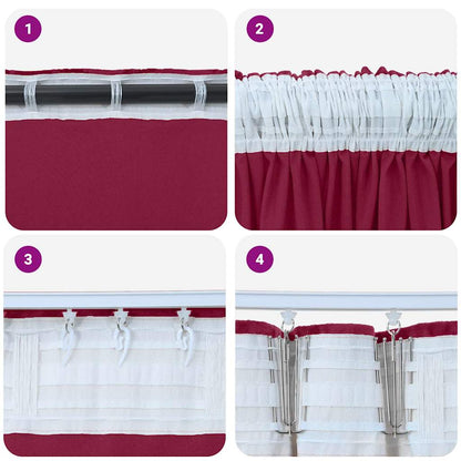Tende in Velluto 2 pcs Rosso vino 175 x 140 cm Velluto | homemem39