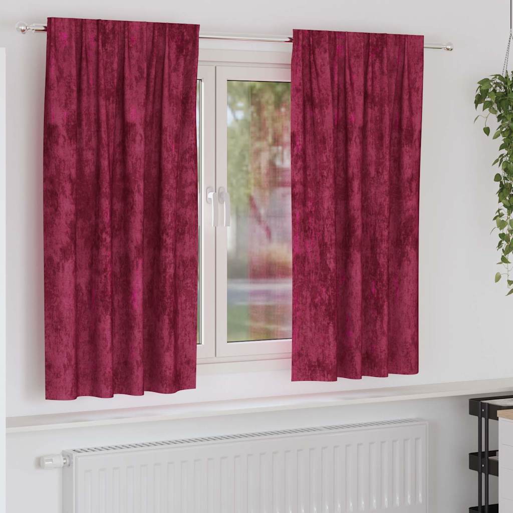 Tende in Velluto 2 pcs Rosso vino 175 x 140 cm Velluto | homemem39