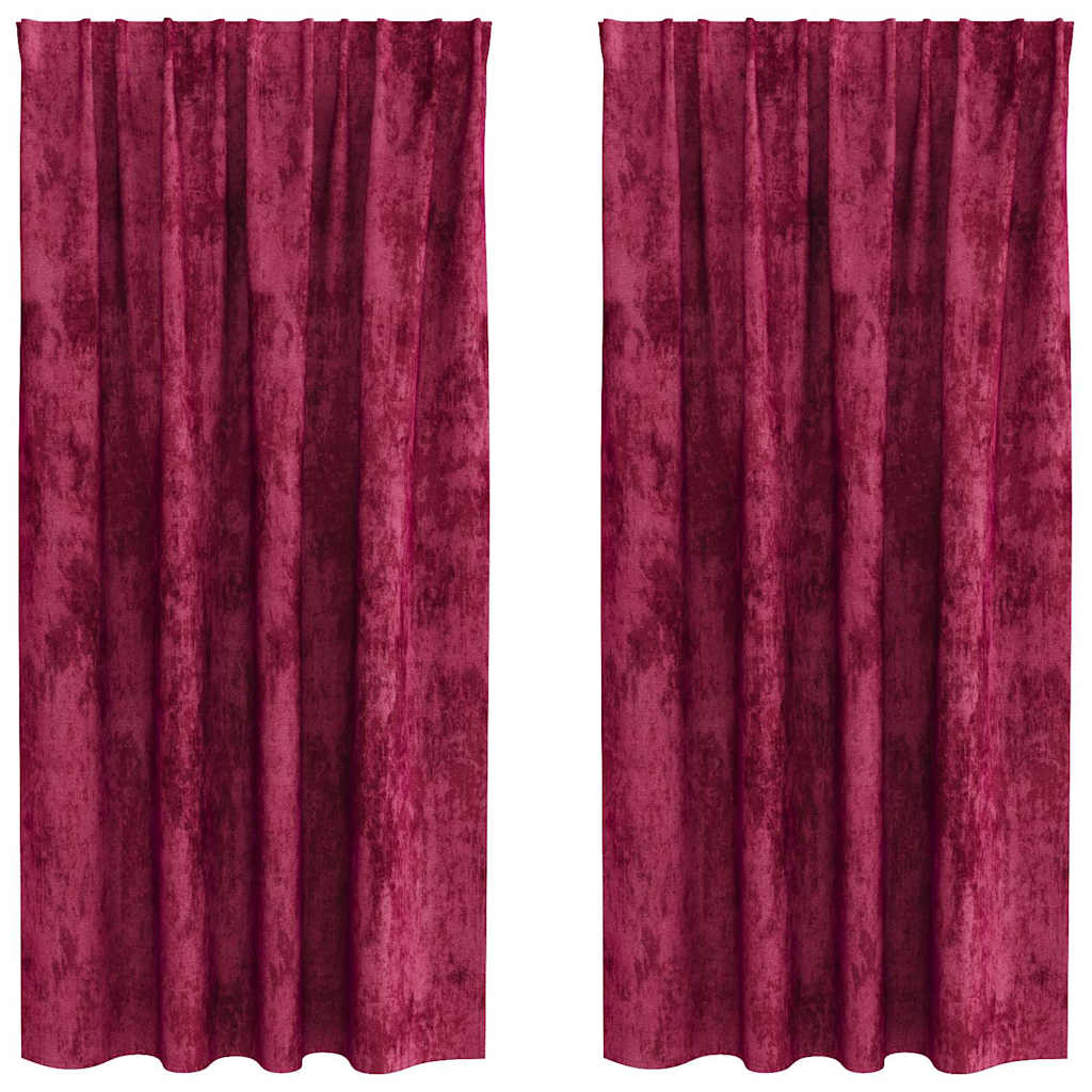 Tende in Velluto 2 pcs Rosso vino 175 x 140 cm Velluto | homemem39