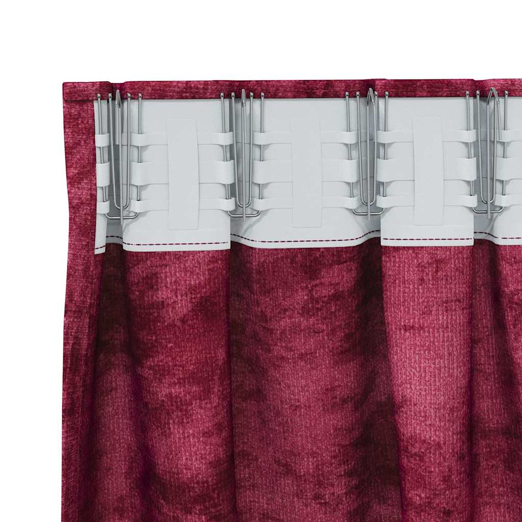 Tende in Velluto 2 pcs Rosso Vino 260 x 140 cm Velluto | homemem39