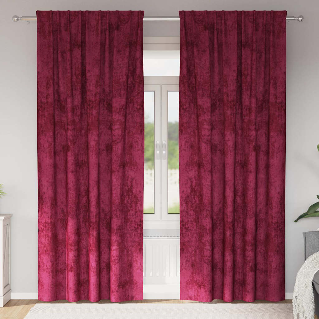 Tende in Velluto 2 pcs Rosso Vino 260 x 140 cm Velluto | homemem39