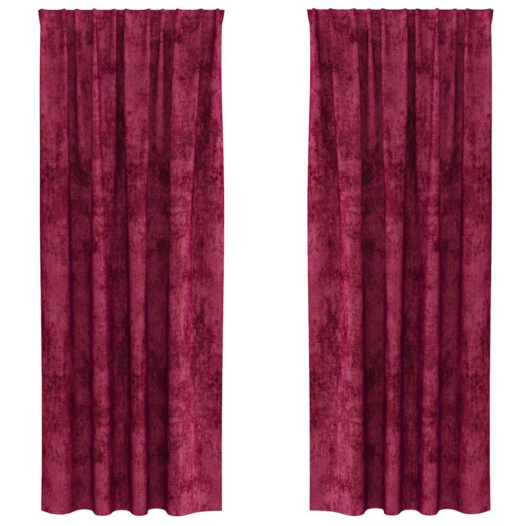 Tende in Velluto 2 pcs Rosso Vino 260 x 140 cm Velluto | homemem39
