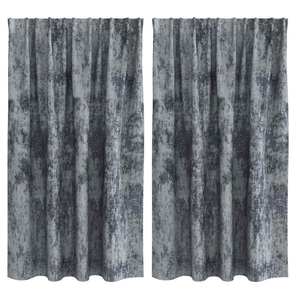 Tende in Velluto 2 pcs Grigio Argento 140 x 140 cm Velluto | homemem39
