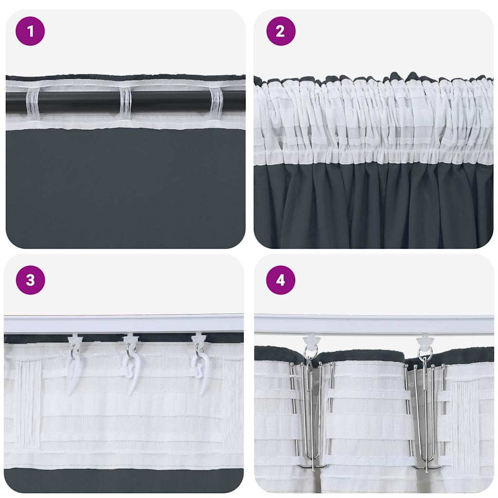 Tende in Velluto 2 pcs Grigio Argento 175 x 140 cm Velluto | homemem39
