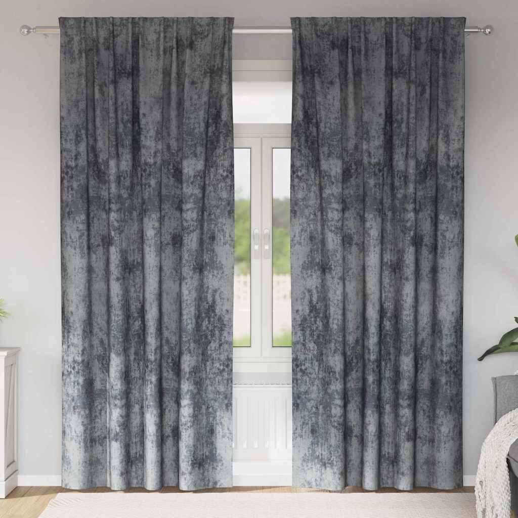 Tende in Velluto 2 pcs Grigio Argento 245 x 140 cm Velluto | homemem39
