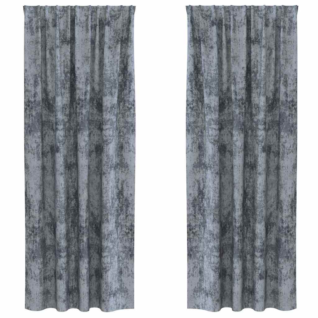 Tende in Velluto 2 pcs Grigio Argento 245 x 140 cm Velluto | homemem39