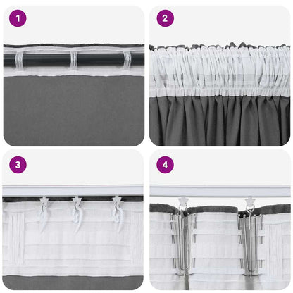 Tende in Velluto con tende 2 pcs Grigio 140 x 140 cm Velluto | homemem39
