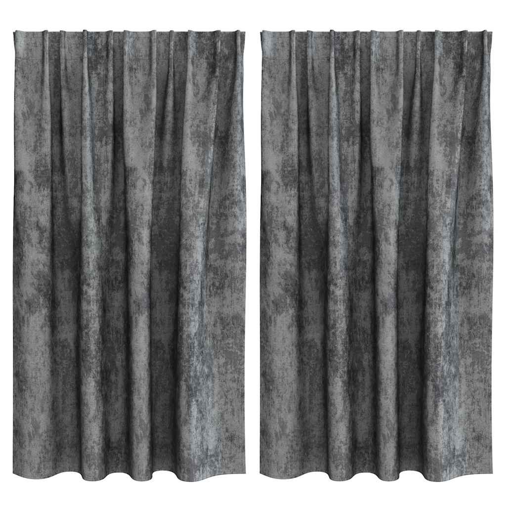 Tende in Velluto con tende 2 pcs Grigio 140 x 140 cm Velluto | homemem39