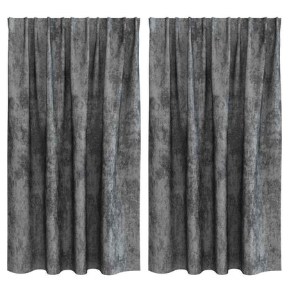 Tende in Velluto con tende 2 pcs Grigio 140 x 140 cm Velluto | homemem39