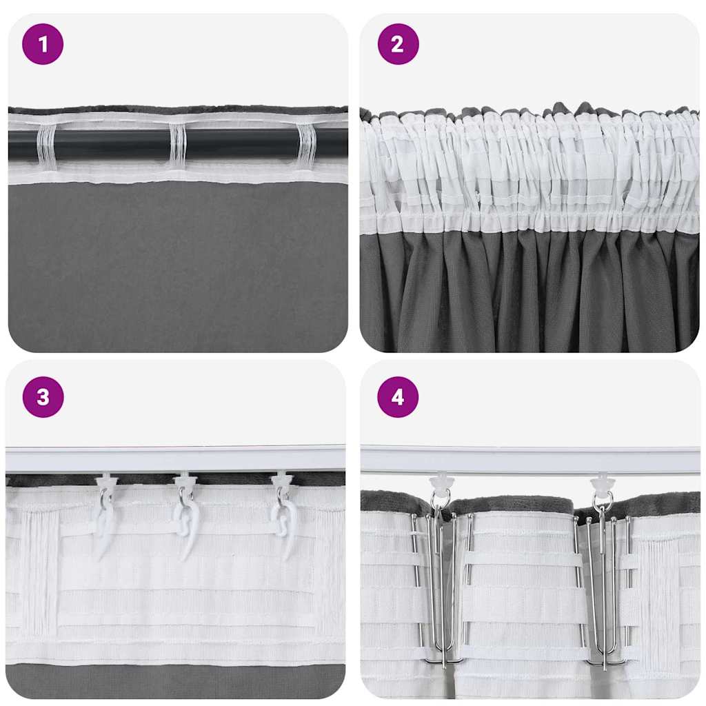 Tende in Velluto con tende 2 pcs Grigio 225 x 140 cm Velluto | homemem39