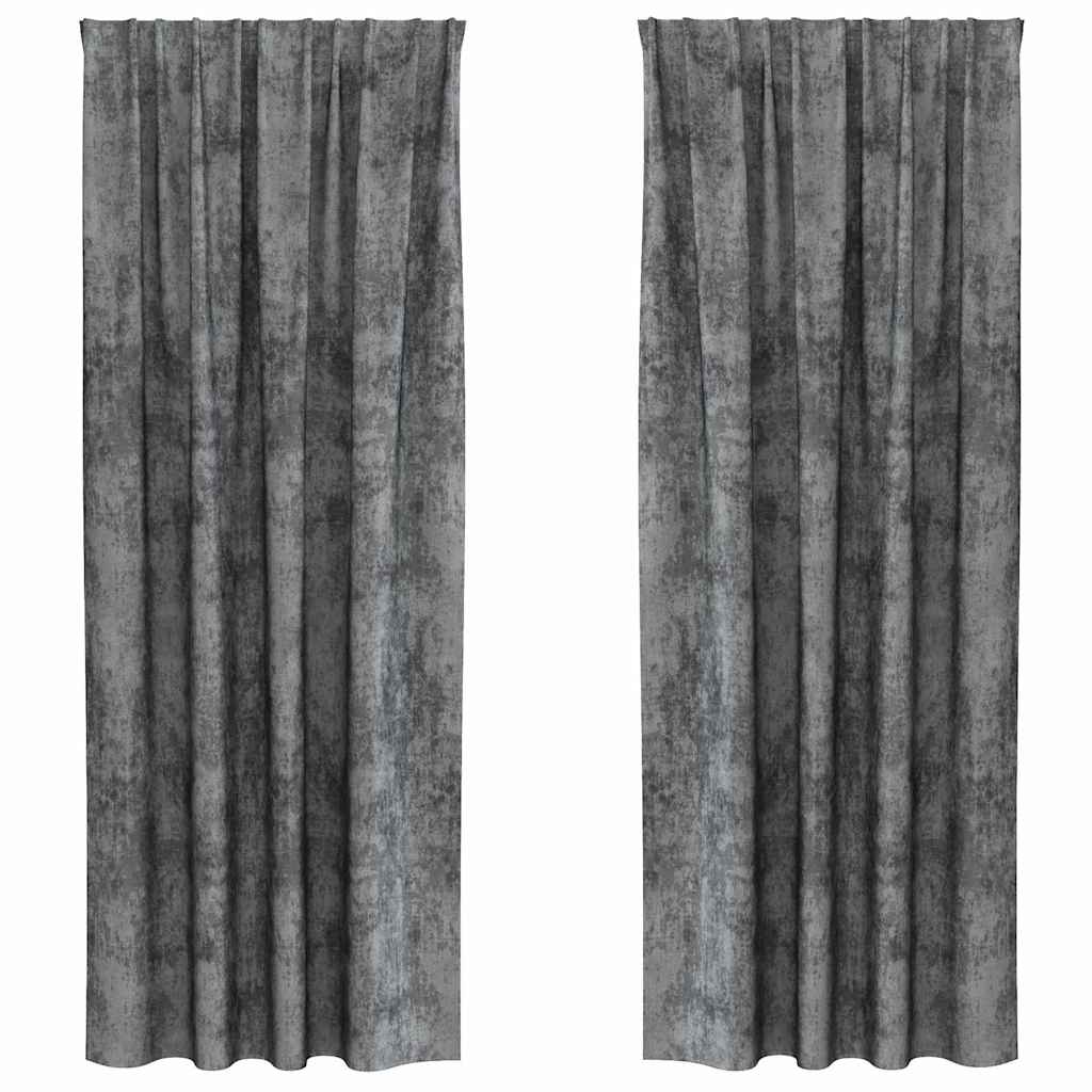 Tende in Velluto con tende 2 pcs Grigio 260 x 140 cm Velluto | homemem39