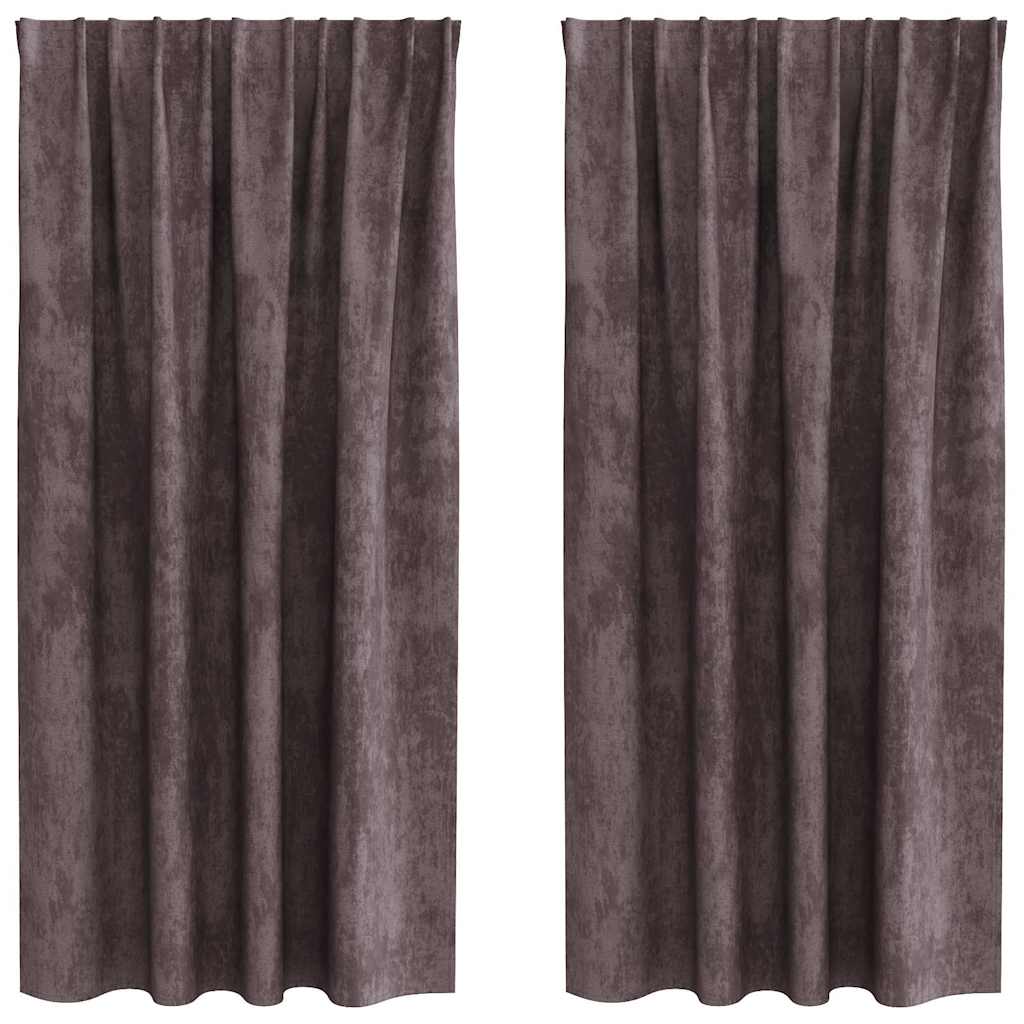 Tende in Velluto con tende 2 pcs Marrone 175 x 140 cm Velluto | homemem39