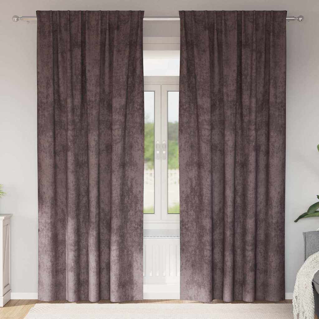 Tende in Velluto con tende 2 pcs Marrone 225 x 140 cm Velluto | homemem39