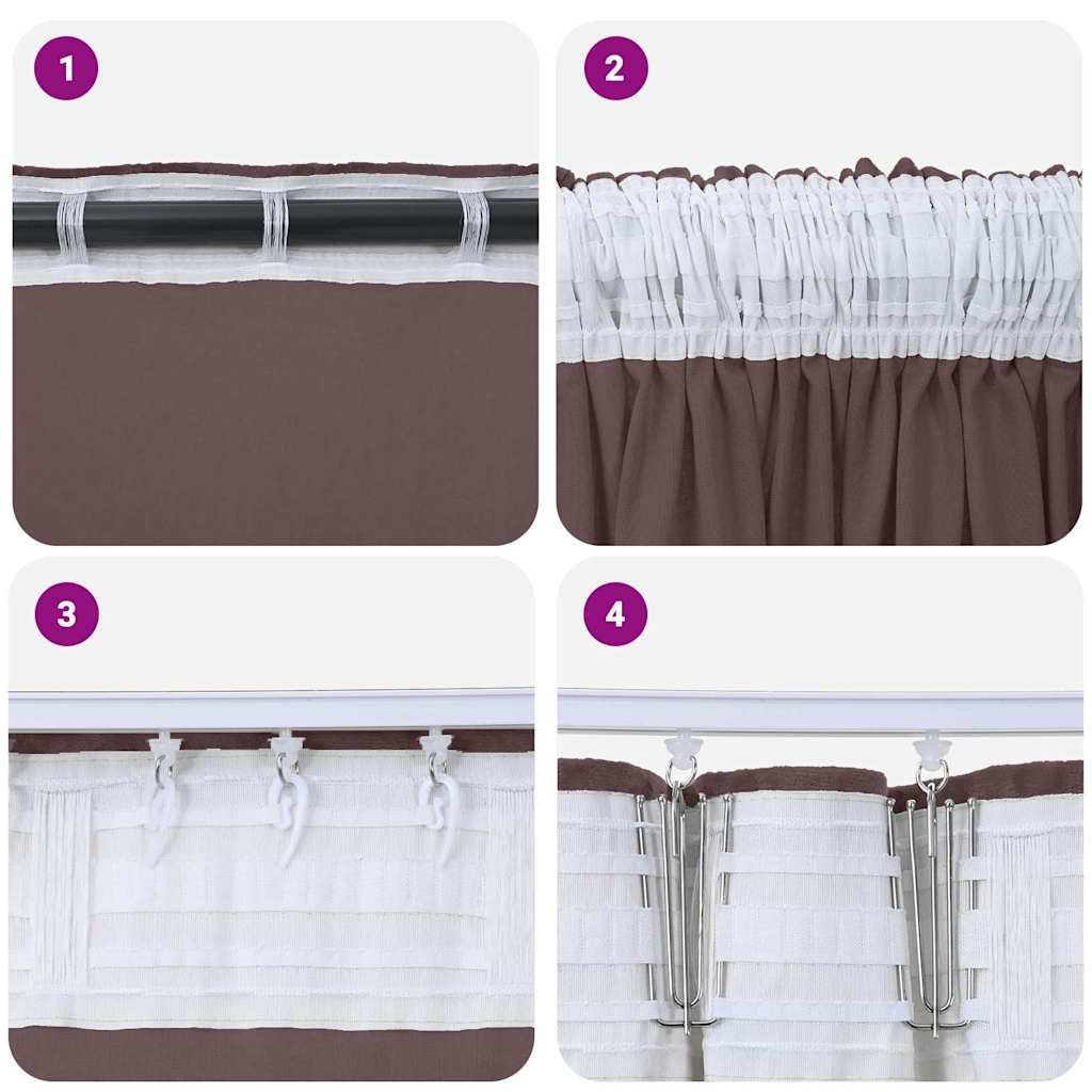 Tende in Velluto con tende 2 pcs Marrone 245 x 140 cm Velluto | homemem39