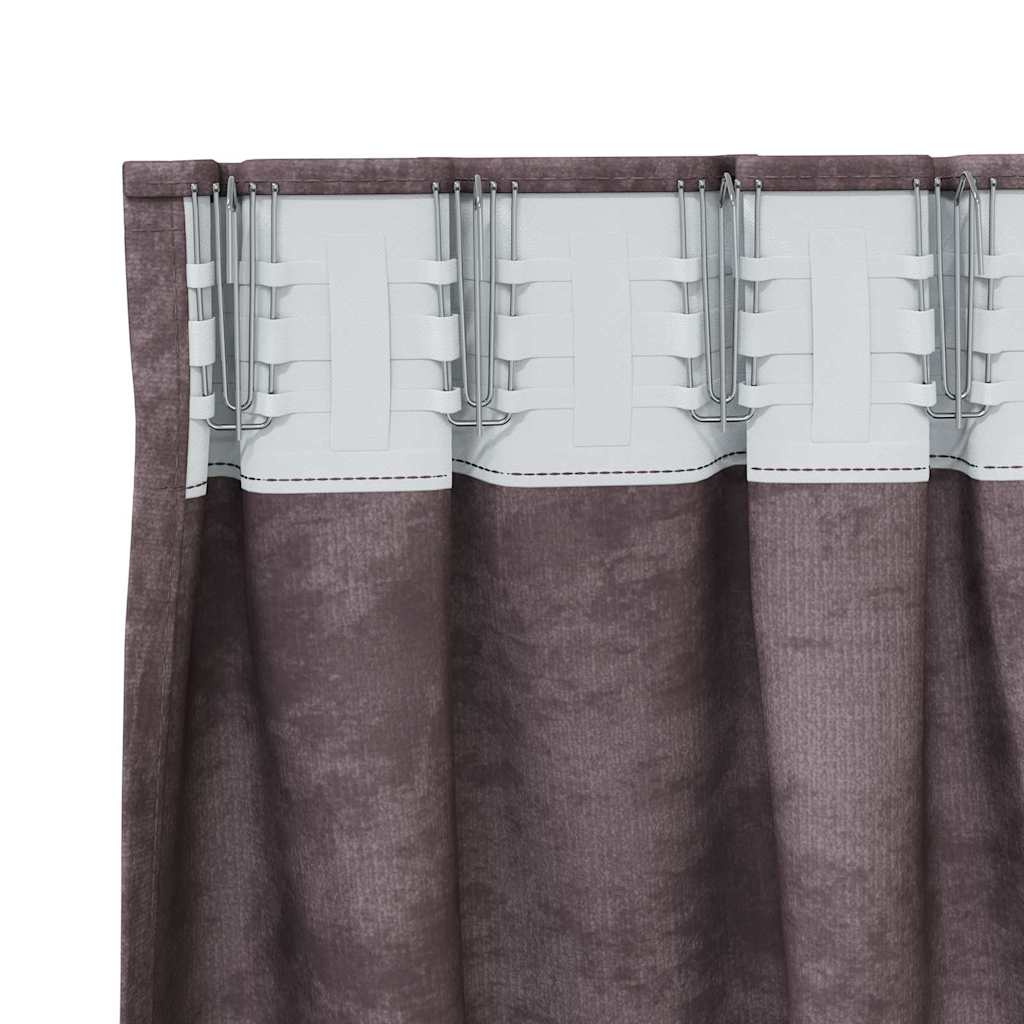 Tende in Velluto con tende 2 pcs Marrone 260 x 140 cm Velluto | homemem39