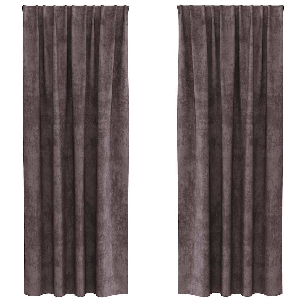 Tende in Velluto con tende 2 pcs Marrone 260 x 140 cm Velluto | homemem39